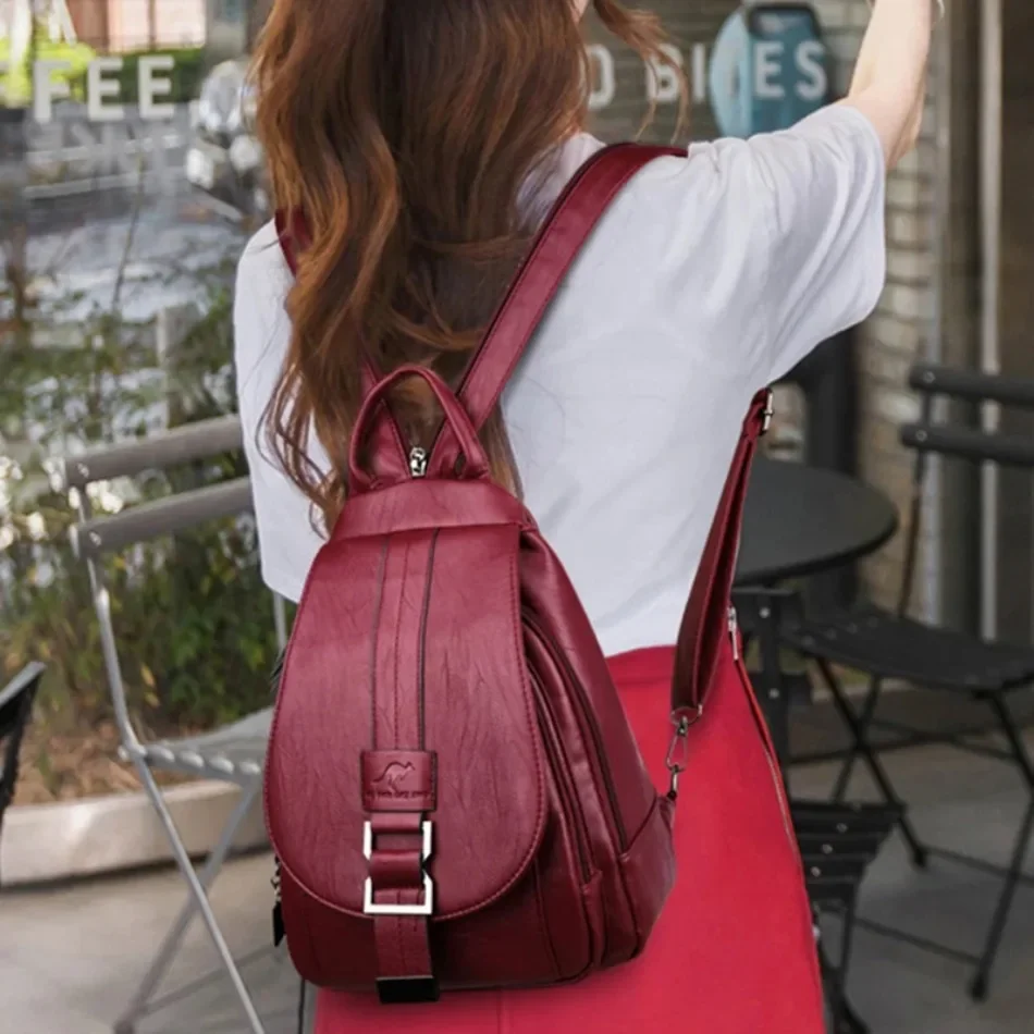 Multifunctional Women Leather  - School Backpack Teen review and price