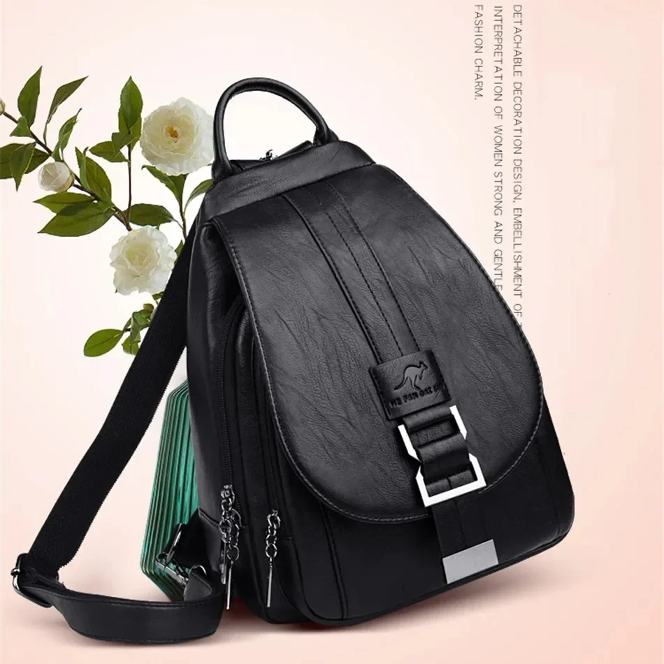 Multifunctional Women Leather  - School Backpack Teen review and price