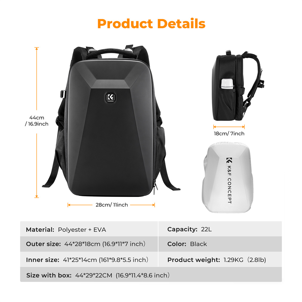K&F CONCEPT Large Capacity Cam - Rain Cover Backpack review and price